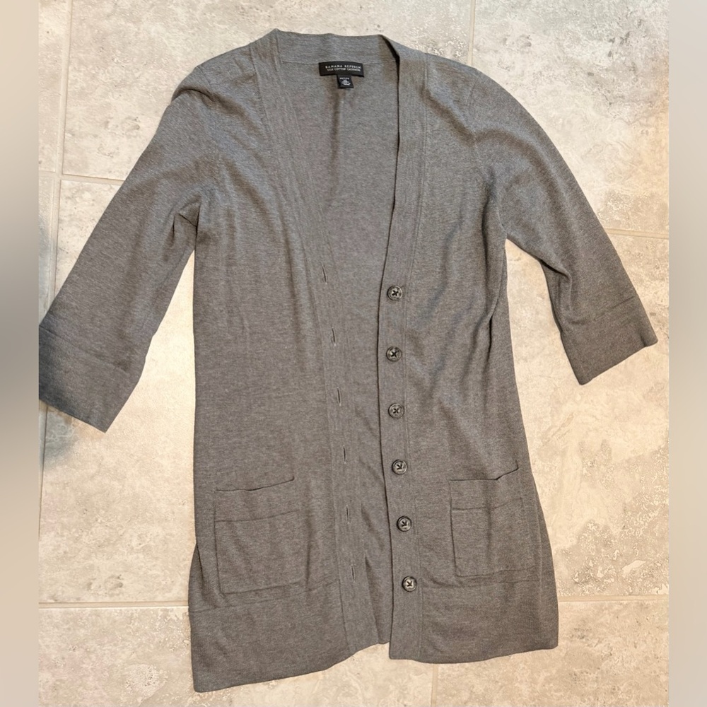 Banana Republic Silk Cotton Cashmere Cardigan | Gray | Petite XS